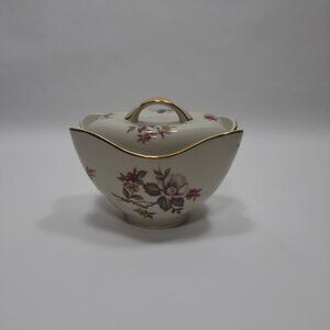 Meito Norleans Rosanne Floral Porcelain Sugar Bowl Lid Gold Trim Vintage